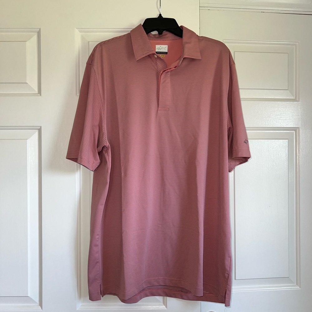 Greg Norman Collection Pink Striped Polo
